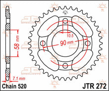 stål bagkædehjul 31T 520 - JTR272.31 - JT Sprockets - Pitboxen.dk