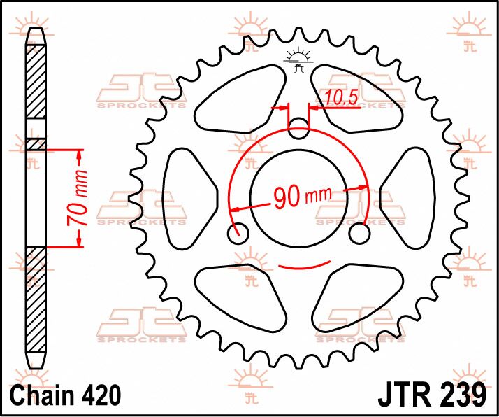 stål bagkædehjul 36T 420 - JTR239.36 - JT Sprockets - Pitboxen.dk