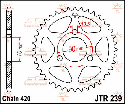 stål bagkædehjul 36T 420 - JTR239.36 - JT Sprockets - Pitboxen.dk