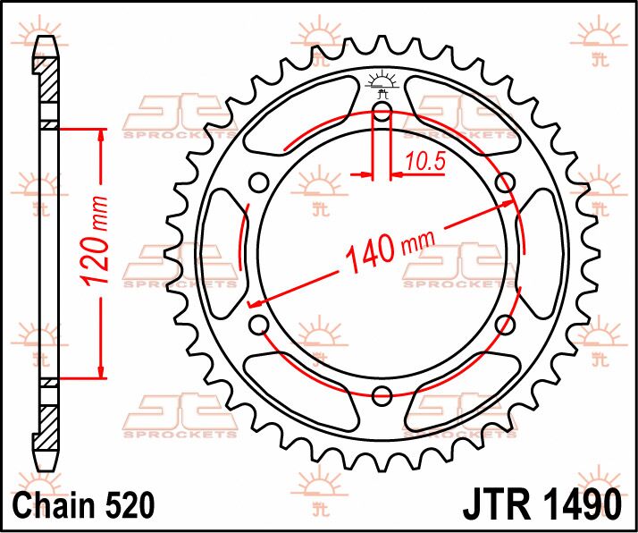 stål bagkædehjul 37T 520 - JTR1490.37 - JT Sprockets - Pitboxen.dk