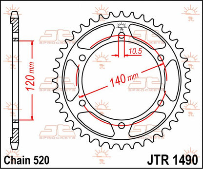 stål bagkædehjul 37T 520 - JTR1490.37 - JT Sprockets - Pitboxen.dk