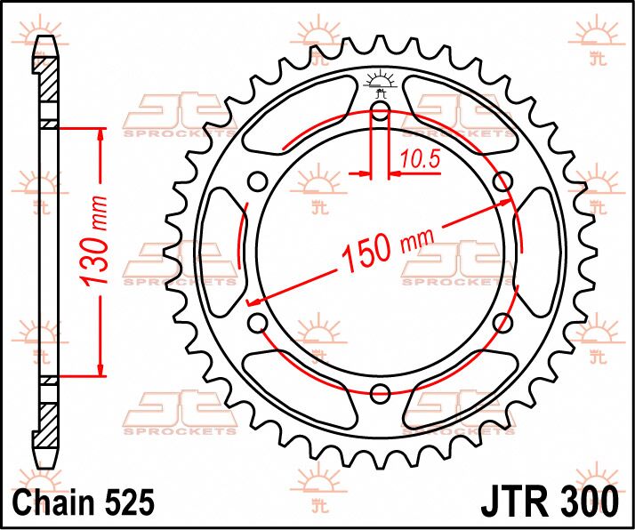 stål bagkædehjul 39T 525 - JTR300.39 - JT Sprockets - Pitboxen.dk