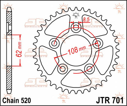 stål bagkædehjul 42T 520 - JTR701.42 - JT Sprockets - Pitboxen.dk