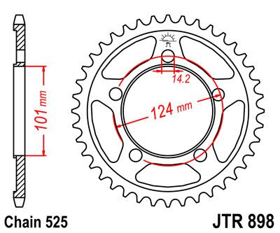 stål bagkædehjul 42T 525 - JTR898.42 - JT Sprockets - Pitboxen.dk