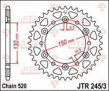 stål bagkædehjul 43T 520 - JTR245/3.43 - JT Sprockets - Pitboxen.dk