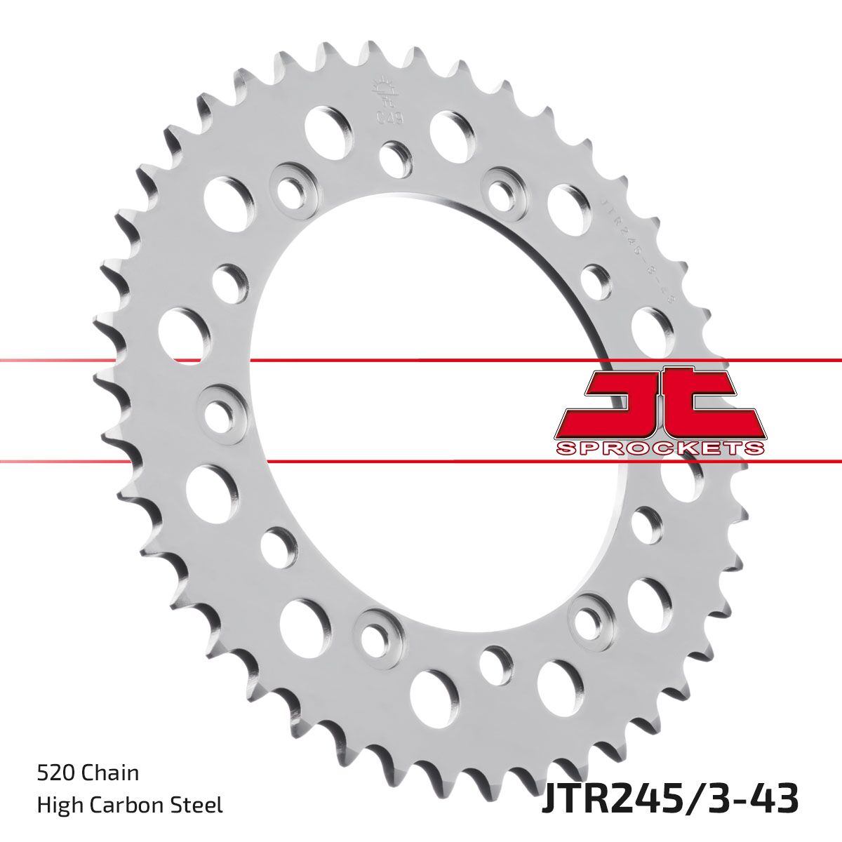 stål bagkædehjul 43T 520 - JTR245/3.43 - JT Sprockets - Pitboxen.dk