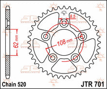 stål bagkædehjul 43T 520 - JTR701.43 - JT Sprockets - Pitboxen.dk