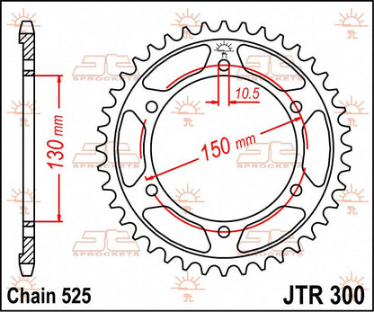 stål bagkædehjul 43T 525 - JTR300.43 - JT Sprockets - Pitboxen.dk