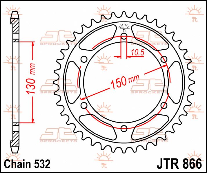 stål bagkædehjul 43T 532 - JTR866.43 - JT Sprockets - Pitboxen.dk