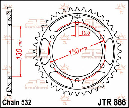 stål bagkædehjul 43T 532 - JTR866.43 - JT Sprockets - Pitboxen.dk