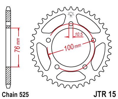 stål bagkædehjul 44T 525 - JTR15.44 - JT Sprockets - Pitboxen.dk
