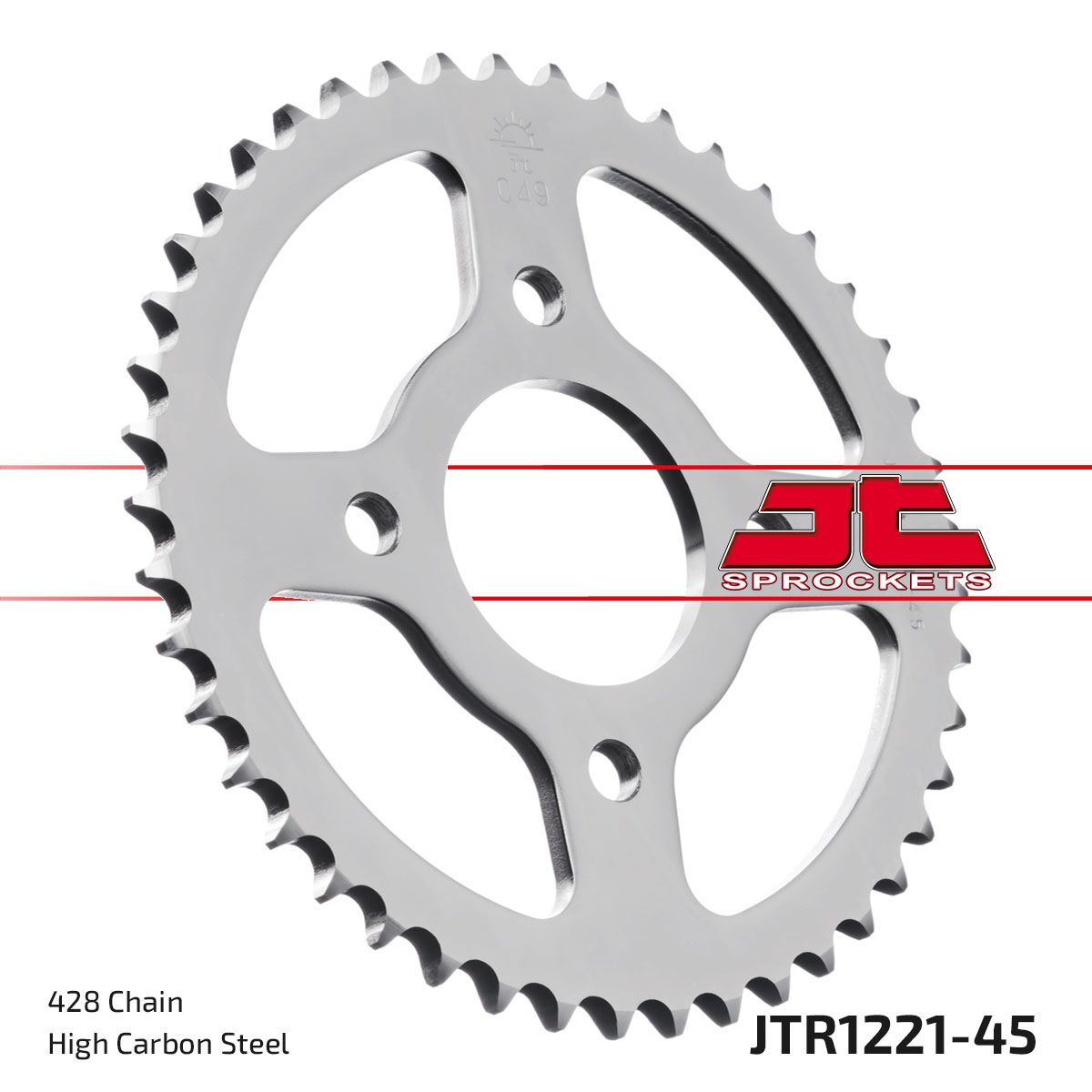 stål bagkædehjul 45T 428 - JTR1221.45 - JT Sprockets - Pitboxen.dk