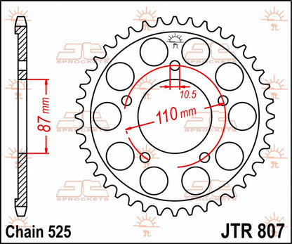 stål bagkædehjul 48T 525 - JTR807.48 - JT Sprockets - Pitboxen.dk