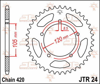 stål bagkædehjul 50T 420 - JTR24.50 - JT Sprockets - Pitboxen.dk