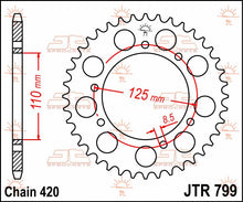 stål bagkædehjul 50T 420 - JTR799.50 - JT Sprockets - Pitboxen.dk