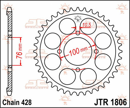 stål bagkædehjul 56T 428 - JTR1806.56 - JT Sprockets - Pitboxen.dk
