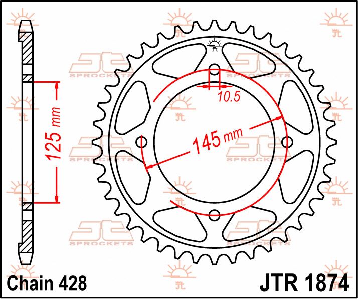 stål bagkædehjul 56T 428 - JTR1874.56 - JT Sprockets - Pitboxen.dk