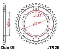 stål bagkædehjul 60T 428 - JTR25.60 - JT Sprockets - Pitboxen.dk