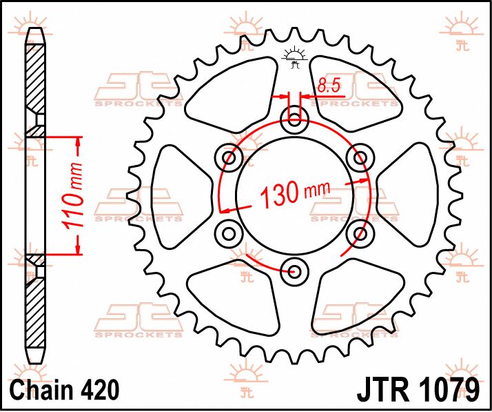 stål bagkædehjul 62T 420 - JTR1079.62 - JT Sprockets - Pitboxen.dk