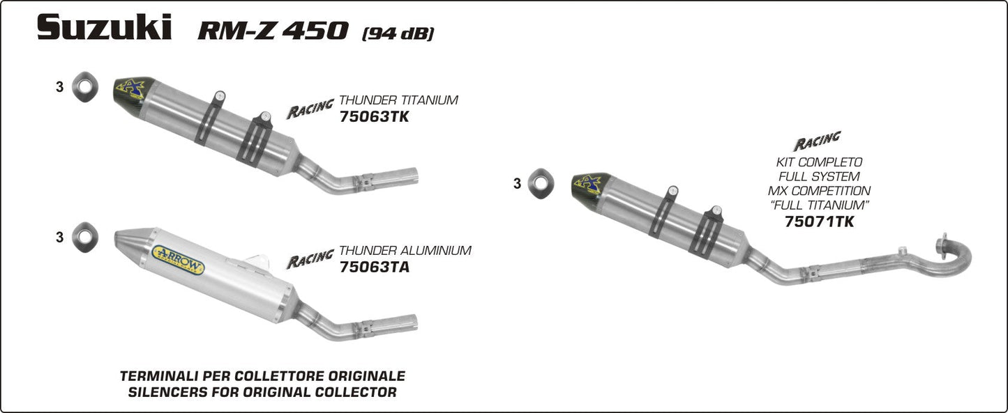 Suzuki RM-Z 450 2008-2009 Arrow udstødning. Slip-on udstødninger, komplette udstødninger, manifold/forrør. Find det hos Pitboxen.dk