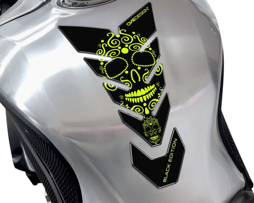 Tankpad "skull" - gul - Pitboxen.dk