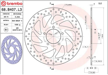 Triumph BONNEVILLE 865 T100 05 - 11 m.fl. bremseskive for, ORO fast - Brembo - Pitboxen.dk