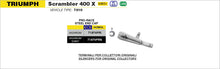 Triumph SCRAMBLER 400 X 2024- Arrow udstødning. Slip-on udstødninger, komplette udstødninger, manifold/forrør. Find det hos Pitboxen.dk