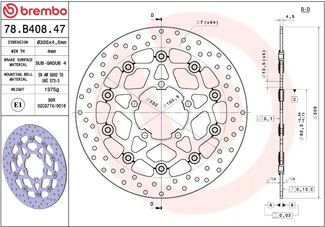 Triumph TIGER 800 XC 11-17 m.fl. bremseskive for, ORO flydende - Brembo