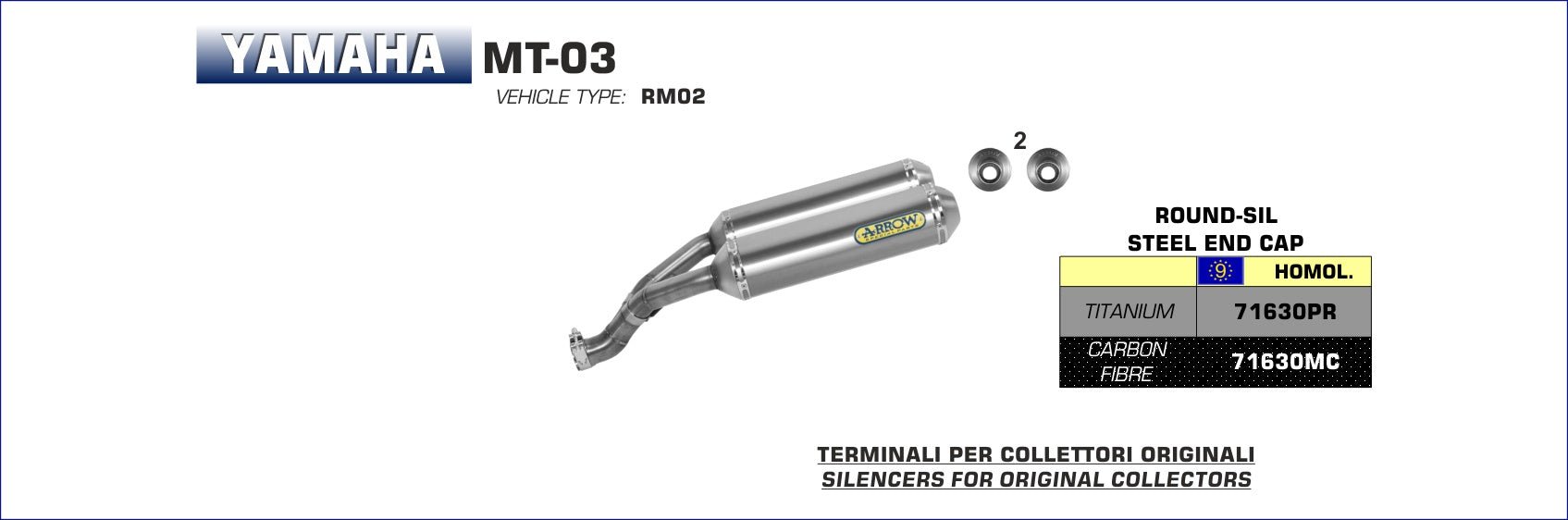 Yamaha MT-03 2005-2014 Arrow udstødning. Slip-on udstødninger, komplette udstødninger, manifold/forrør. Find det hos Pitboxen.dk
