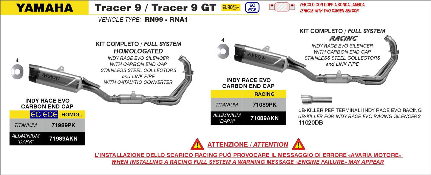 Yamaha TRACER 9 All Version 2025- Arrow udstødning. Slip-on udstødninger, komplette udstødninger, manifold/forrør. Find det hos Pitboxen.dk