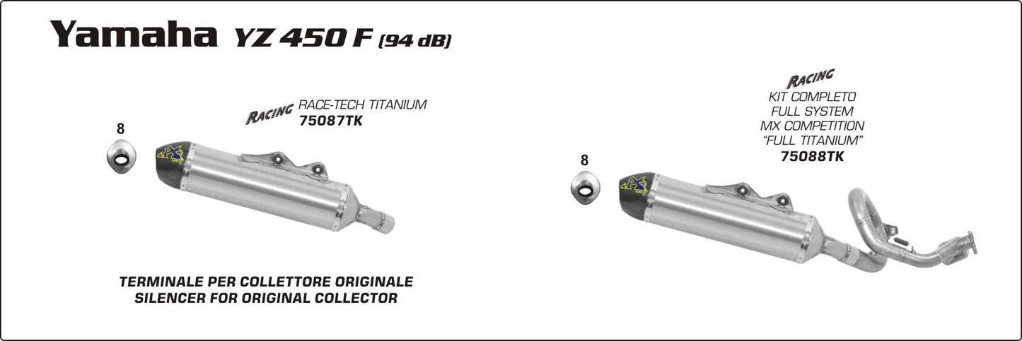 Yamaha YZ 450 F 2010-2013 Arrow udstødning. Slip-on udstødninger, komplette udstødninger, manifold/forrør. Find det hos Pitboxen.dk