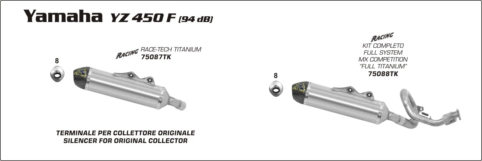 Yamaha YZ 450 F 2010-2013 Arrow udstødning. Slip-on udstødninger, komplette udstødninger, manifold/forrør. Find det hos Pitboxen.dk
