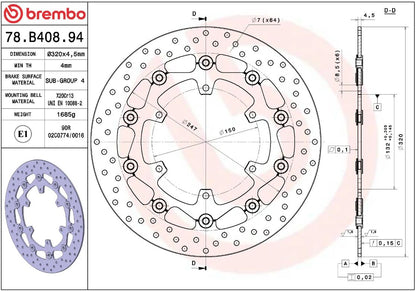 Yamaha YZF - R7 750 OW02 99 - 00 m.fl. bremseskive for, ORO flydende - Brembo - Pitboxen.dk